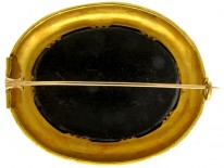 Large Pietra Dura 18ct Gold Victorian Brooch