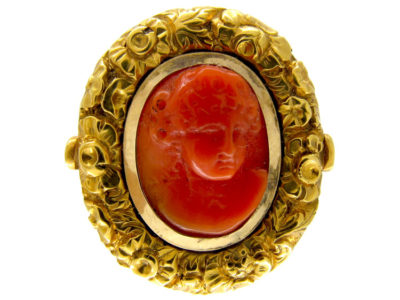 Georgian Gold & Carved Coral Head Ring