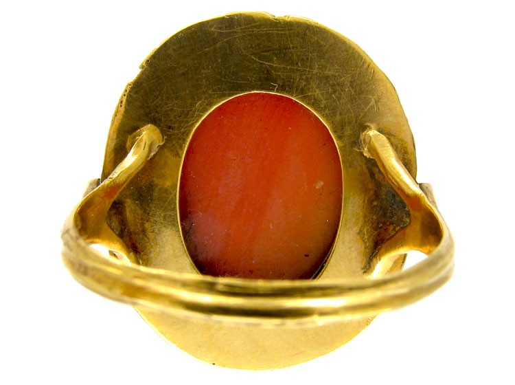 Georgian Gold & Carved Coral Head Ring