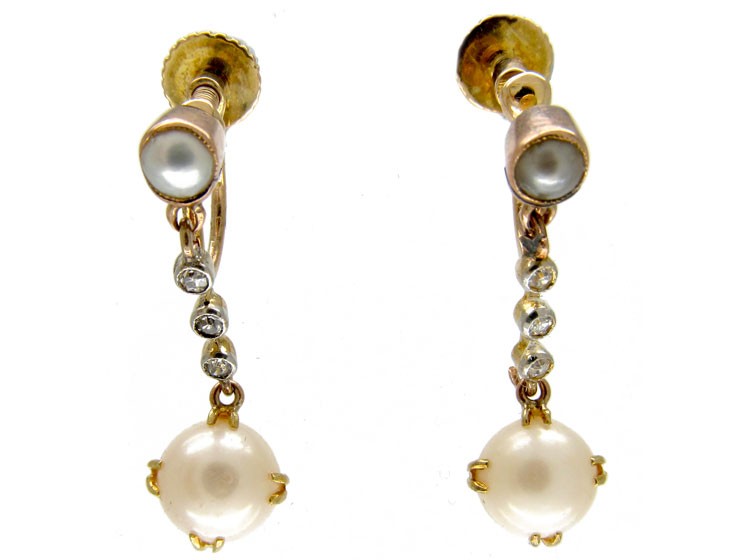 Edwardian Natural Pearl Drop Earrings
