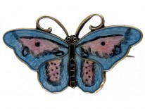 Blue & Pink Enamel Butterfly Brooch