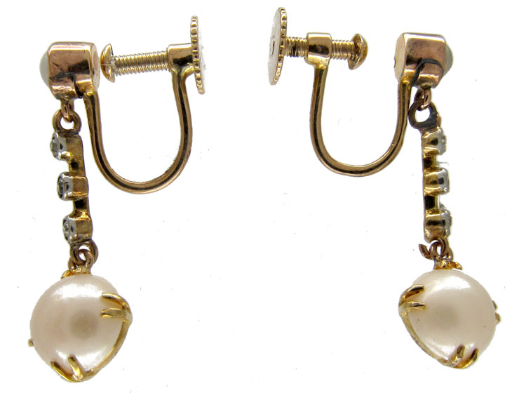 Edwardian Natural Pearl Drop Earrings (444D) | The Antique Jewellery ...