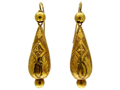 Gold Victorian Embossed Earrings