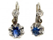 Sapphire & Diamond Edwardian Drop Small Earrings
