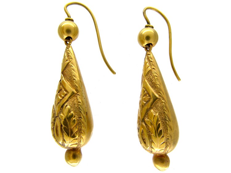 Gold Victorian Embossed Earrings