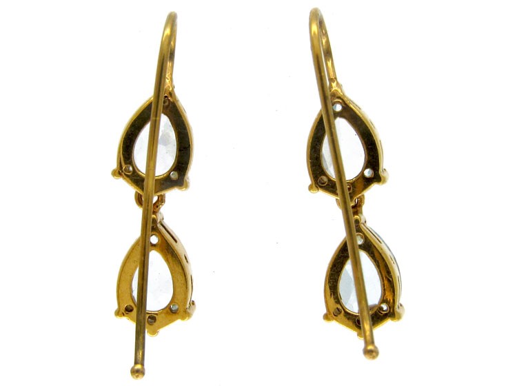 Aquamarine 18ct Gold Double Drop Earrings