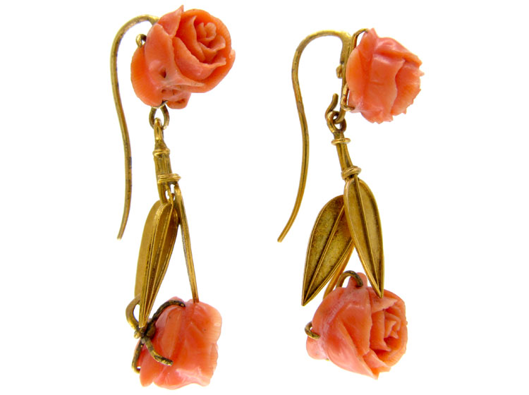 Victorian Coral Earrings (J2) | The Antique Jewellery Company