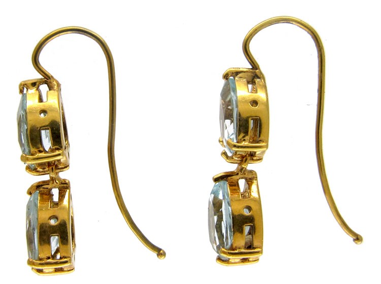 Aquamarine 18ct Gold Double Drop Earrings