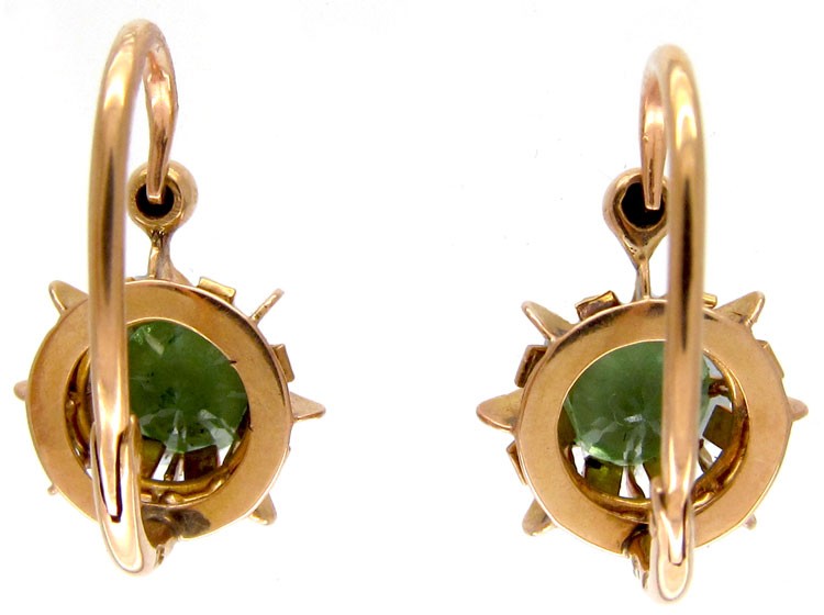Green Garnet Gold Earrings