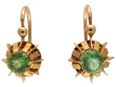 Green Garnet Gold Earrings