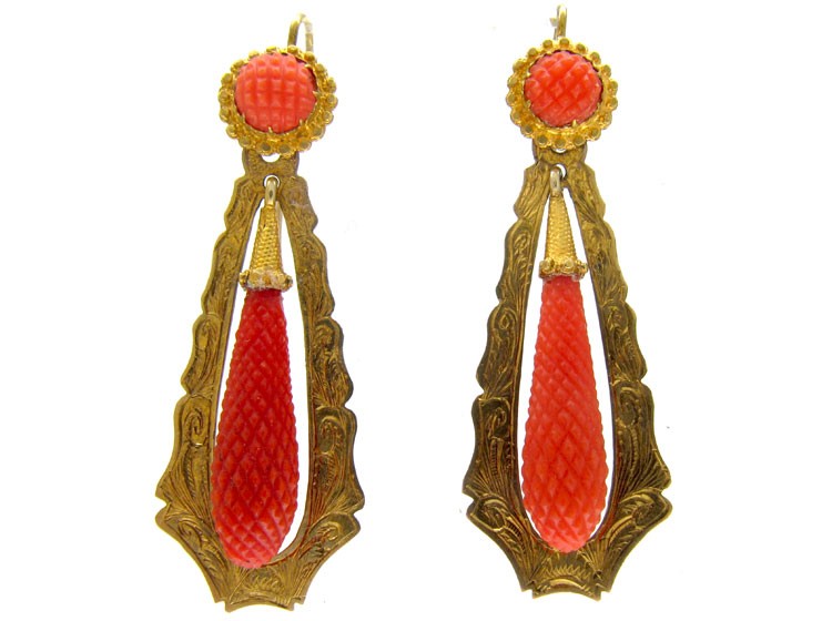 Coral Regency Drop Earrings