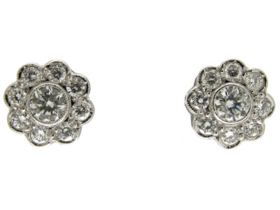 Edwardian Style Diamond Cluster Earrings