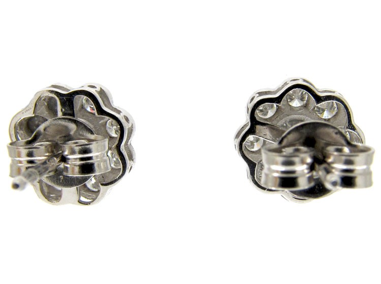 Edwardian Style Diamond Cluster Earrings