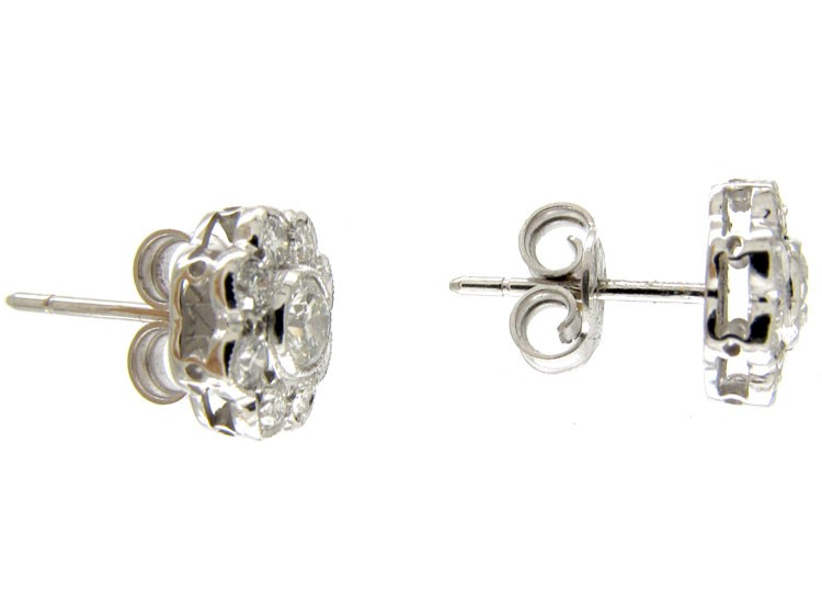 Edwardian Style Diamond Cluster Earrings