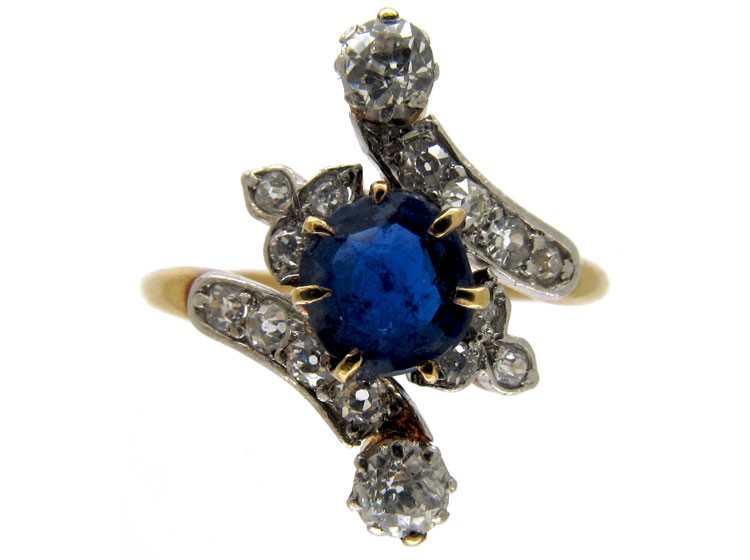 Sapphire & Diamond Edwardian Twist Ring