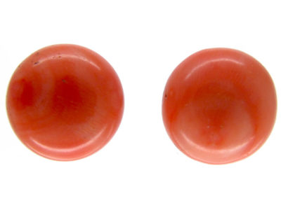 Coral Button Earrings