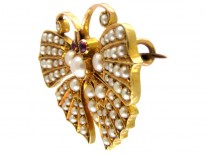 Gold & Natural Pearl Victorian Butterfly Brooch