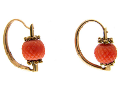 Georgian Coral Gold Earrings