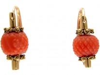 Georgian Coral Gold Earrings