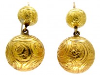 Engraved Victorian Gold Drop Earrings