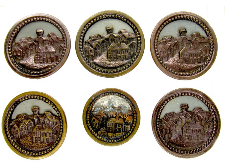 Set of Six German Castle Buttons
