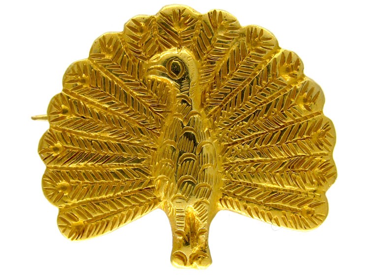 Gold Peacock Brooch