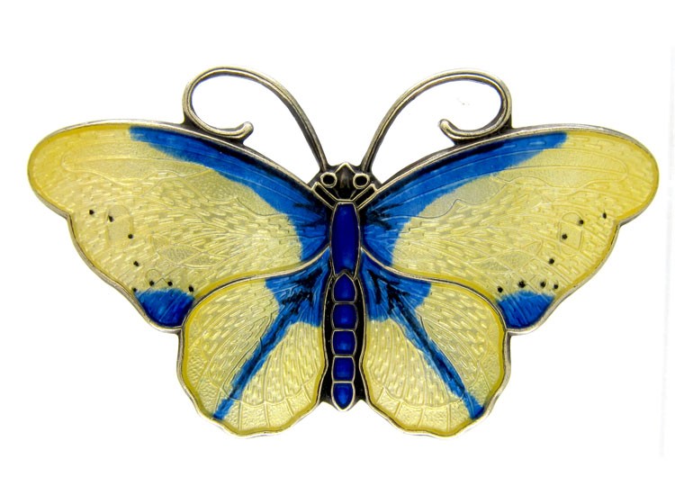 Blue & Pale Yellow Butterfly Brooch