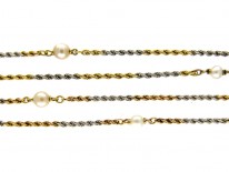 Two Colour Gold & Platinum Chain set with Pearls