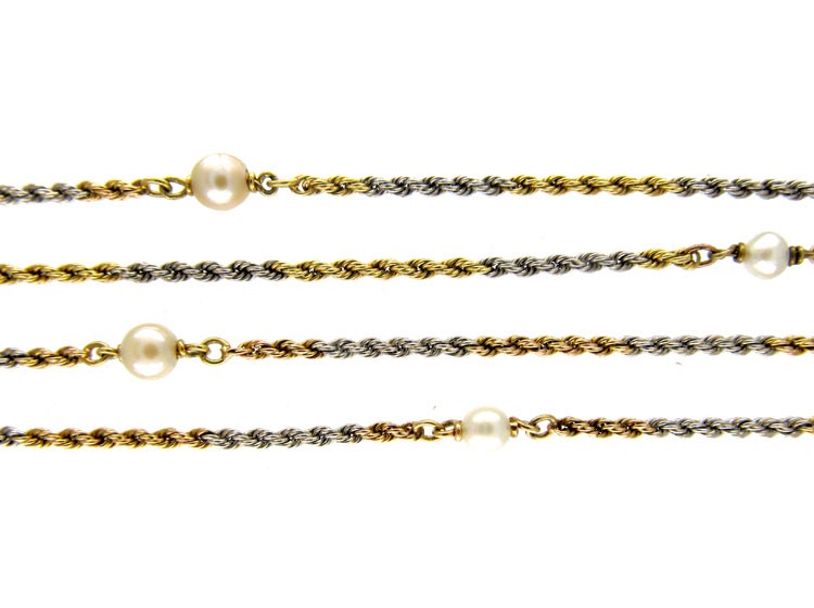 Two Colour Gold & Platinum Chain set with Pearls
