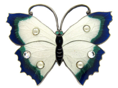 Silver Paste & Enamel Butterfly Brooch
