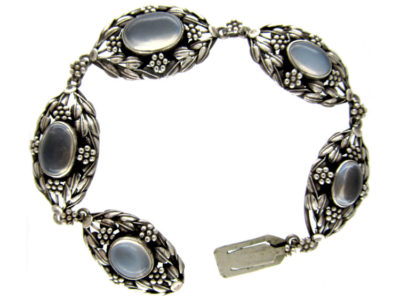 Art Nouveau Silver & Moonstone Bracelet