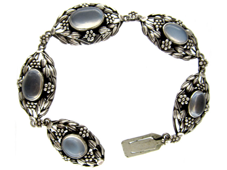 Art Nouveau Silver & Moonstone Bracelet (794C) | The Antique Jewellery ...