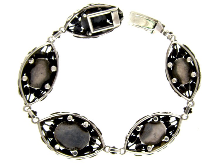 Art Nouveau Silver & Moonstone Bracelet