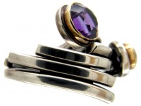 Amethyst Silver Coily Ring
