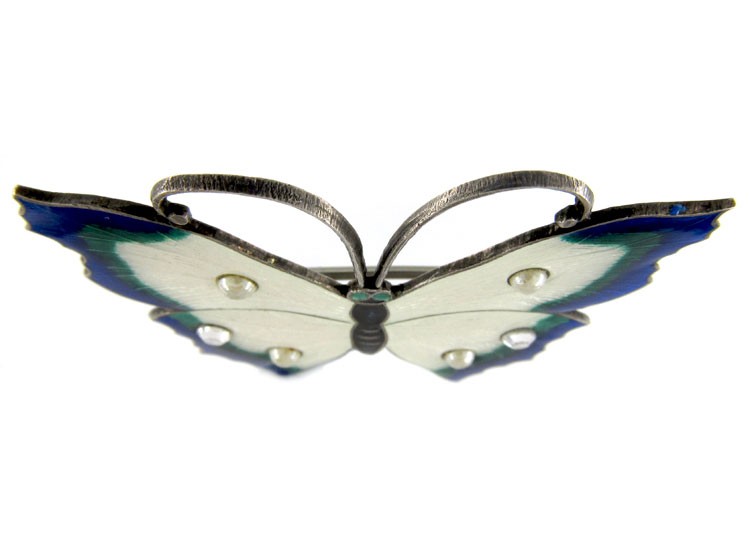 Silver Paste & Enamel Butterfly Brooch