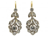 Edwardian Diamond Drop Flower Earrings