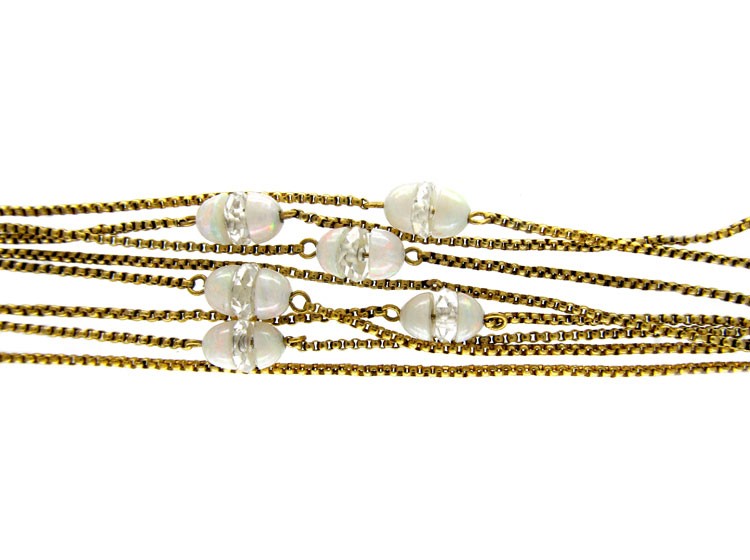 15ct Gold & Opal Beads Long Chain