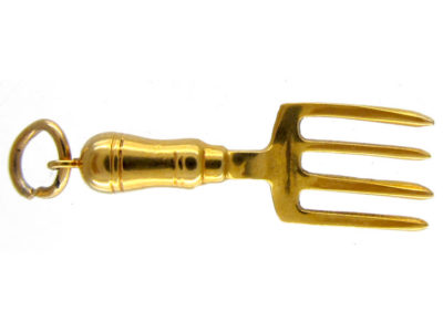 Gold Pitch Fork Charm