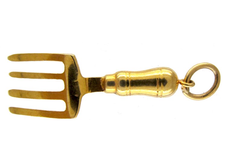 Gold Pitch Fork Charm