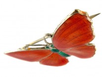 Orange & Green Enamel Butterfly Brooch
