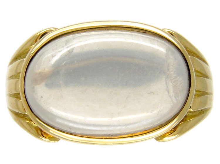 Oval Moonstone 18ct Gold Retro Ring