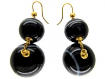 Victorian Onyx Ball Drop Earrings