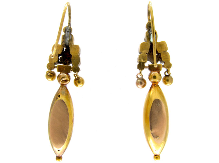 Emerald Gold Drop Earrings (J18) | The Antique Jewellery Company