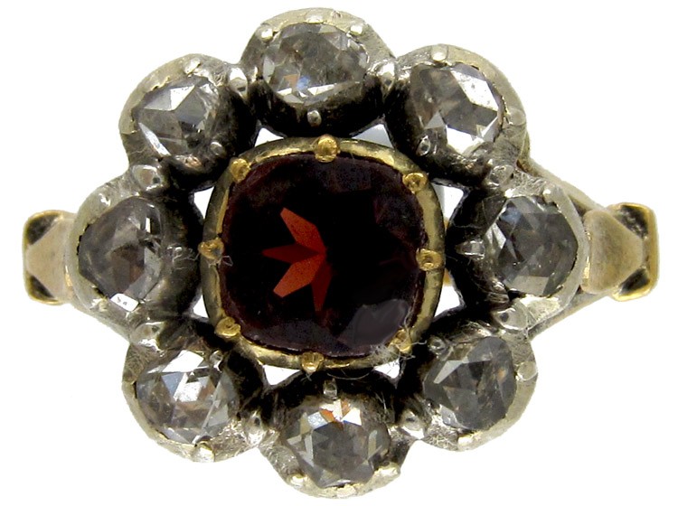 Georgian Garnet & Diamond Ring