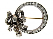 Victorian Diamond Circular Bow Brooch