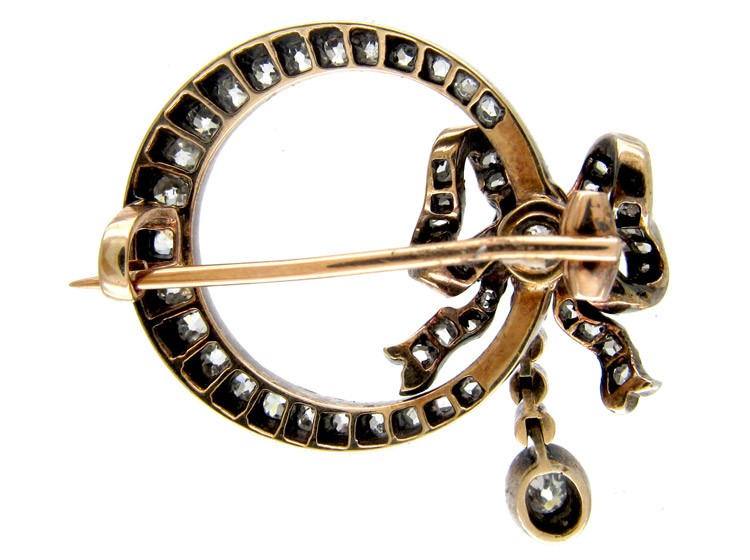 Victorian Diamond Circular Bow Brooch