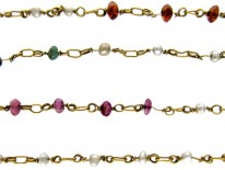 Gold Mixed Gemstones & Natural Pearls Chain