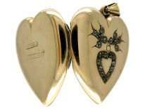 Heart Locket with Two Birds & Heart Motif
