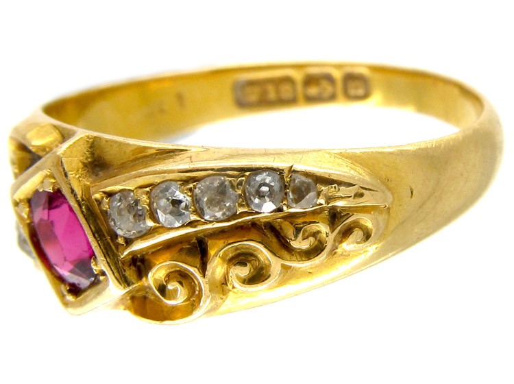 Ruby & Diamond Victorian Crossover Ring