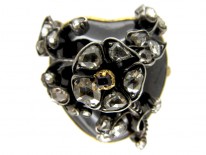 Cabochon Garnet & Diamond Flower Ring